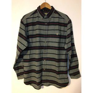 Cabela's Men's Medium Regular Heavy Shirt Gray Striped